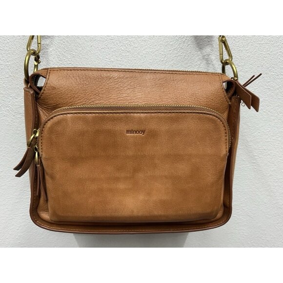 Minooy Leather Crossbody Purse Brown Camel Organizer Wallet Bag Boho Hippie